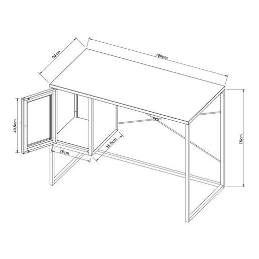 Secretária Sund com compartimento em aço 75x100x50cm - Cinzento en.casa
