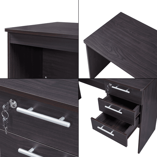 Secretária Ragunda com 3 gavetas em aglomerado 120x59x75cm - Efeito madeira en.casa