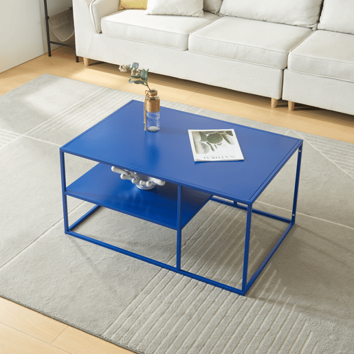 Mesa de centro Solund retangular em aço 45x90x60 cm - Azul marinho en.casa