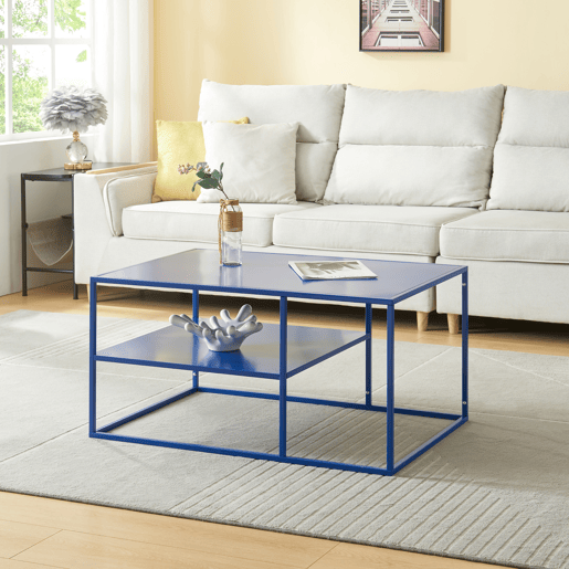 Mesa de centro Solund retangular em aço 45x90x60 cm - Azul marinho en.casa