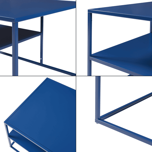 Mesa de centro Solund retangular em aço 45x90x60 cm - Azul marinho en.casa