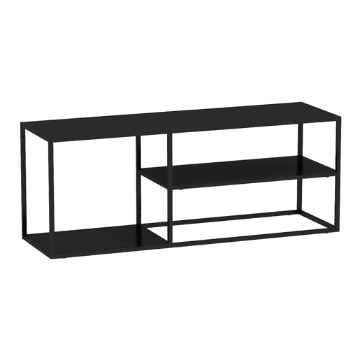 Mesa de centro Solund com 2 prateleiras em aço 120x50x50cm - Preto mate en.casa