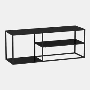 Mesa de centro Solund com 2 prateleiras em aço 120x50x50cm - Preto mate en.casa