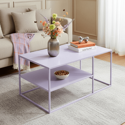 Mesa de centro Solund retangular em aço 45x90x60 cm - Violeta en.casa Mesa de centro Solund retangular em aço 45x90x60 cm - Violeta en.casa