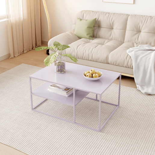 Mesa de centro Solund retangular em aço 45x90x60 cm - Violeta en.casa Mesa de centro Solund retangular em aço 45x90x60 cm - Violeta en.casa