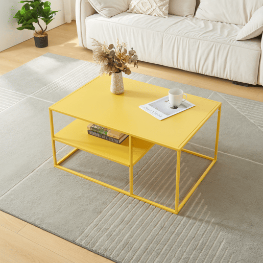 Mesa de centro Solund retangular em aço 45x90x60 cm - Amarela en.casa