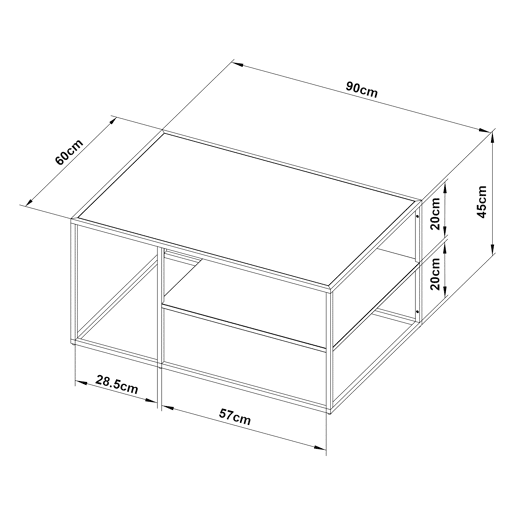 Mesa de centro Solund retangular em aço 45x90x60 cm - Amarela en.casa