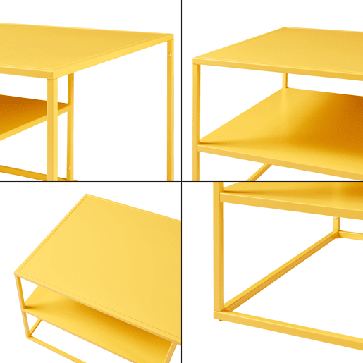 Mesa de centro Solund retangular em aço 45x90x60 cm - Amarela en.casa