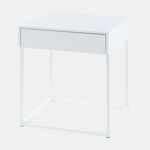 Mesa de apoio Rautjärvi com gaveta em aço 50x43x41cm - Branco mate en.casa