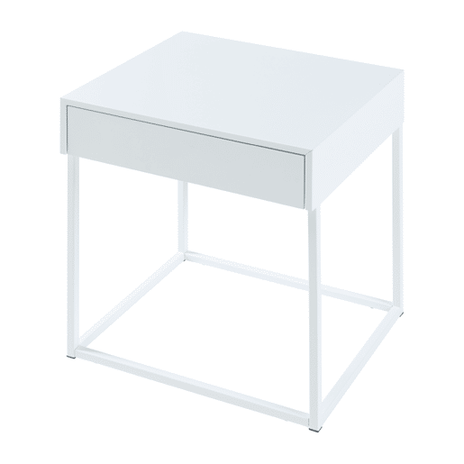 Mesa de apoio Rautjärvi com gaveta em aço 50x43x41cm - Branco mate en.casa