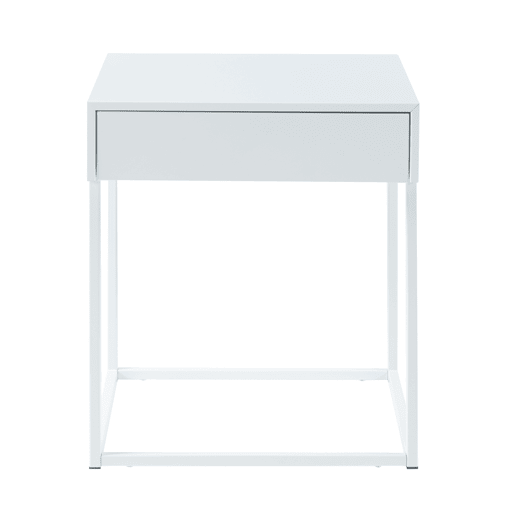 Mesa de apoio Rautjärvi com gaveta em aço 50x43x41cm - Branco mate en.casa