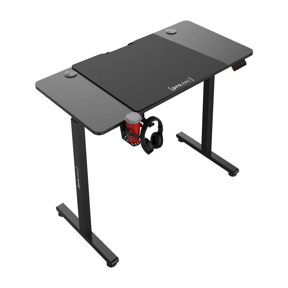Escritorio ajustable en altura stryn aglomerado/acero 120x60cm - negro [pro.tec]