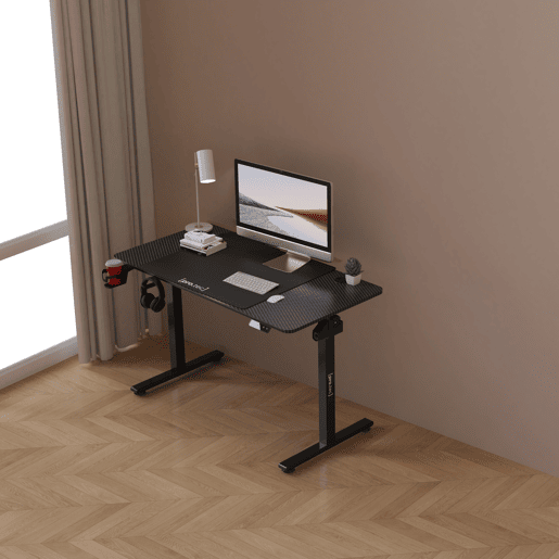 Secretária regulável em altura Stryn aglomeradoaço 120x60cm - Preto pro.tec