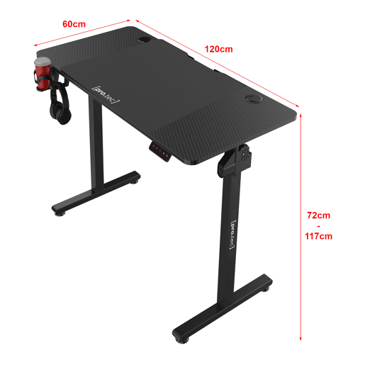Secretária regulável em altura Stryn aglomeradoaço 120x60cm - Preto pro.tec