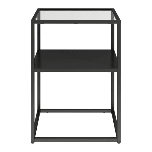 Mesa de apoio Solund com prateleira em açovidro 55x40x40cm - Preto mate en.casa