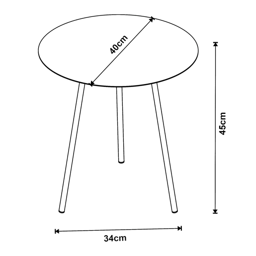 Mesa de apoio redonda Sula 3 pés metal 45xØ40cm - Preto en.casa