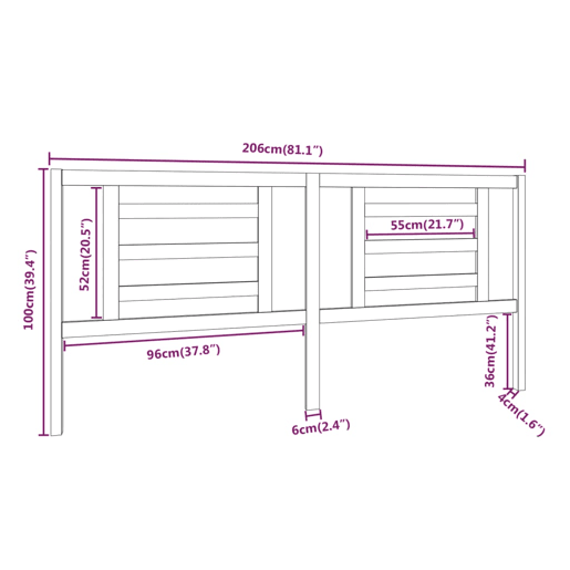 vidaXL Cabeceira de cama 206x4x100 cm pinho maciço branco vidaXL Cabeceira de cama 206x4x100 cm pinho maciço branco