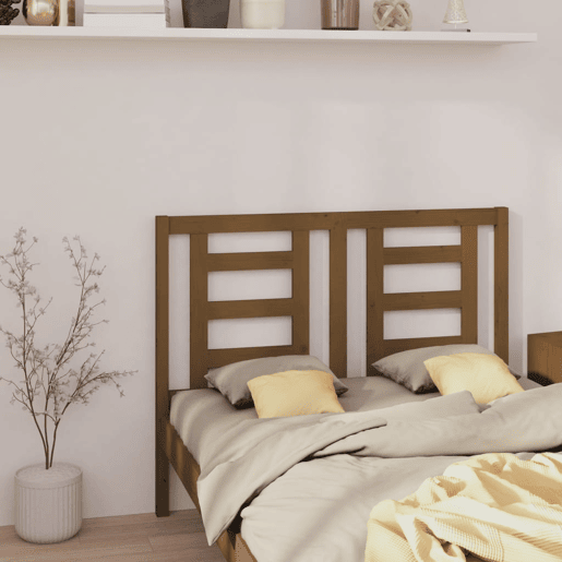 vidaXL Cabeceira de cama 126x4x100 cm pinho maciço castanho mel