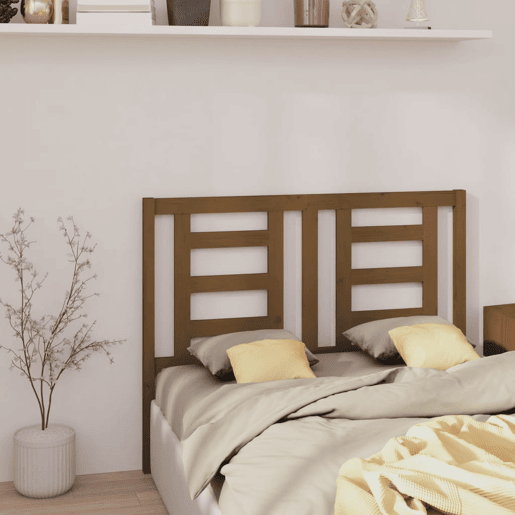 vidaXL Cabeceira de cama 126x4x100 cm pinho maciço castanho mel