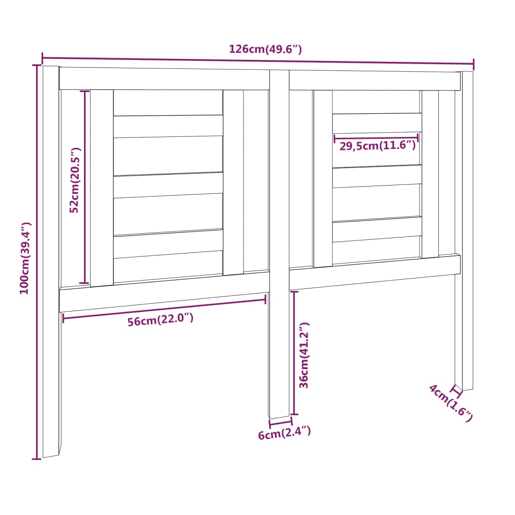 vidaXL Cabeceira de cama 126x4x100 cm pinho maciço castanho mel