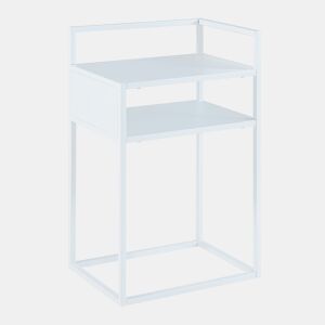 Mesa de apoio Riihimäki com prateleira em aço 65x40x30cm - Branco mate en.casa