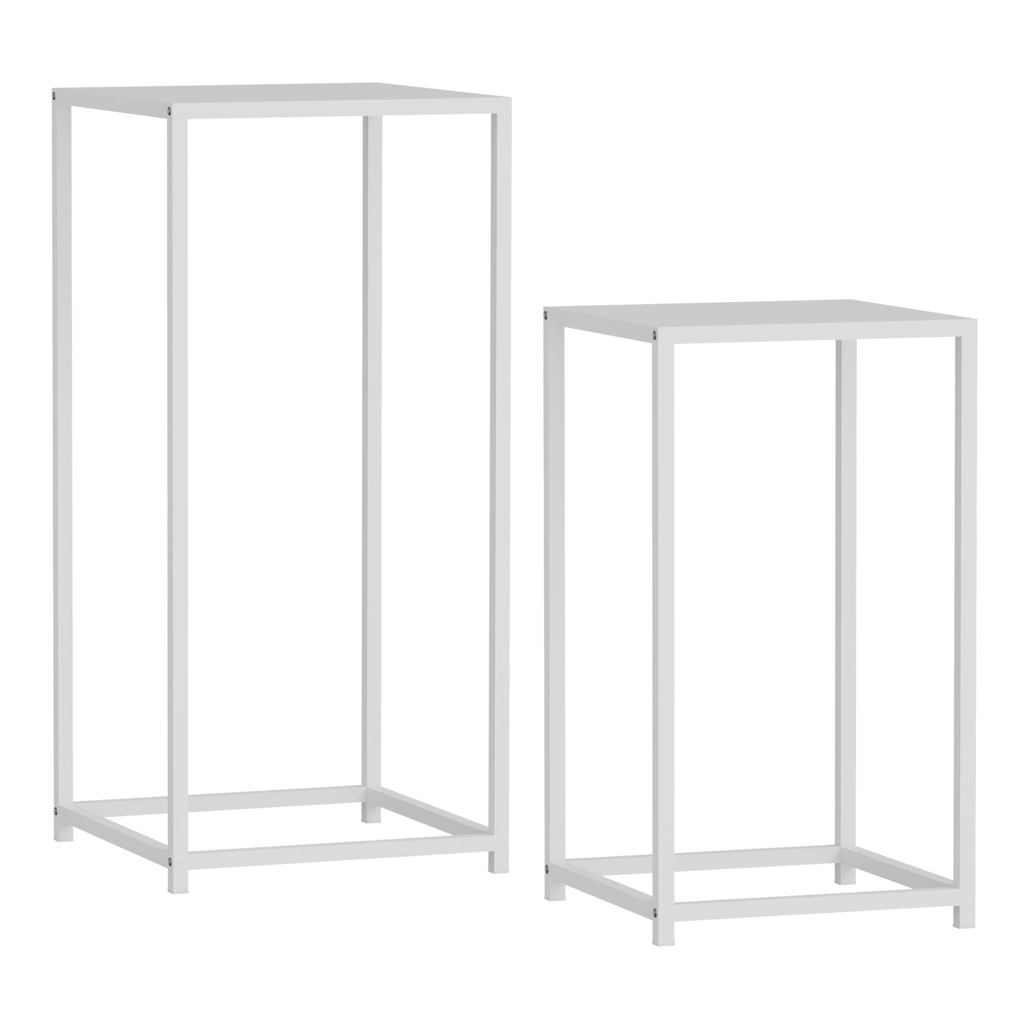 Set de 2 mesas auxiliares Åseral cuadradas acero [en.casa] 34x34 Blanco