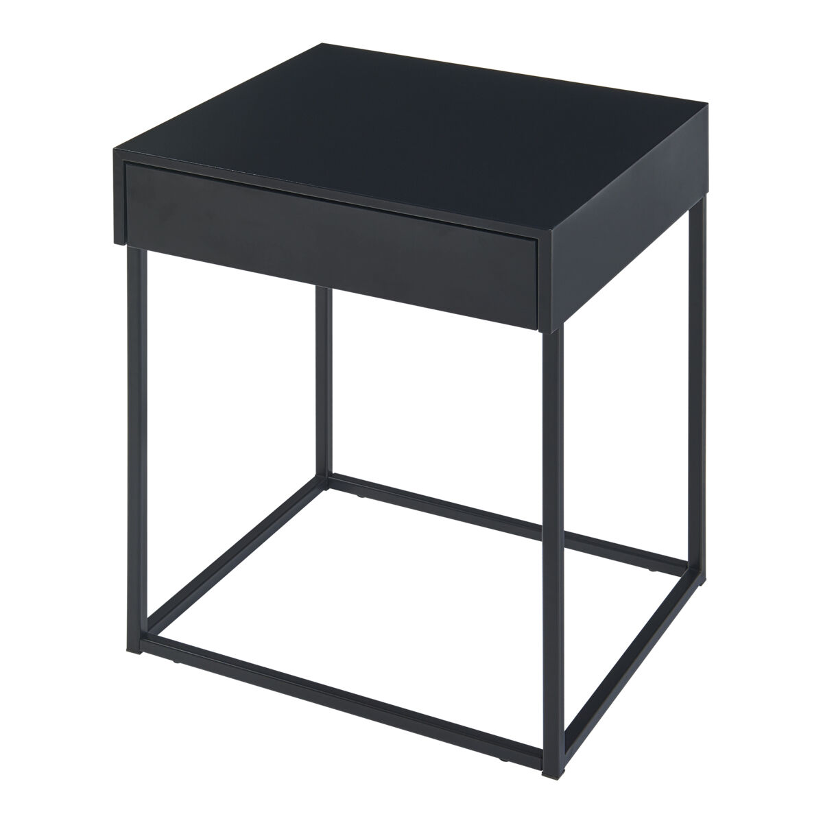 Mesa auxiliar rautjärvi con cajón acero 50x43x41cm - negro mate [en.casa]