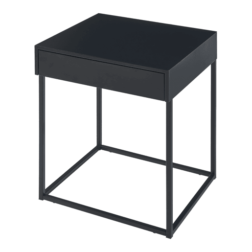 Mesa de apoio Rautjärvi com gaveta em aço 50x43x41cm - Preto mate en.casa
