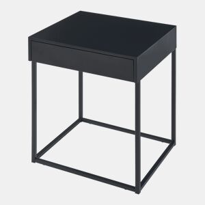 Mesa de apoio Rautjärvi com gaveta em aço 50x43x41cm - Preto mate en.casa