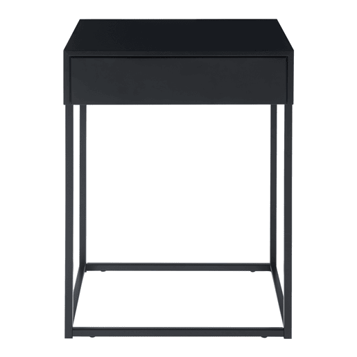 Mesa de apoio Rautjärvi com gaveta em aço 50x43x41cm - Preto mate en.casa