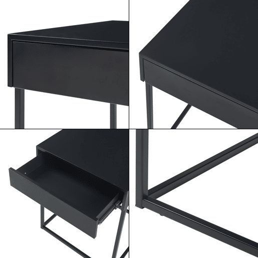 Mesa de apoio Rautjärvi com gaveta em aço 50x43x41cm - Preto mate en.casa