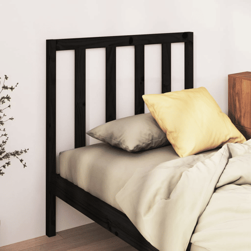 vidaXL Cabeceira de cama 81x4x100 cm pinho maciço preto