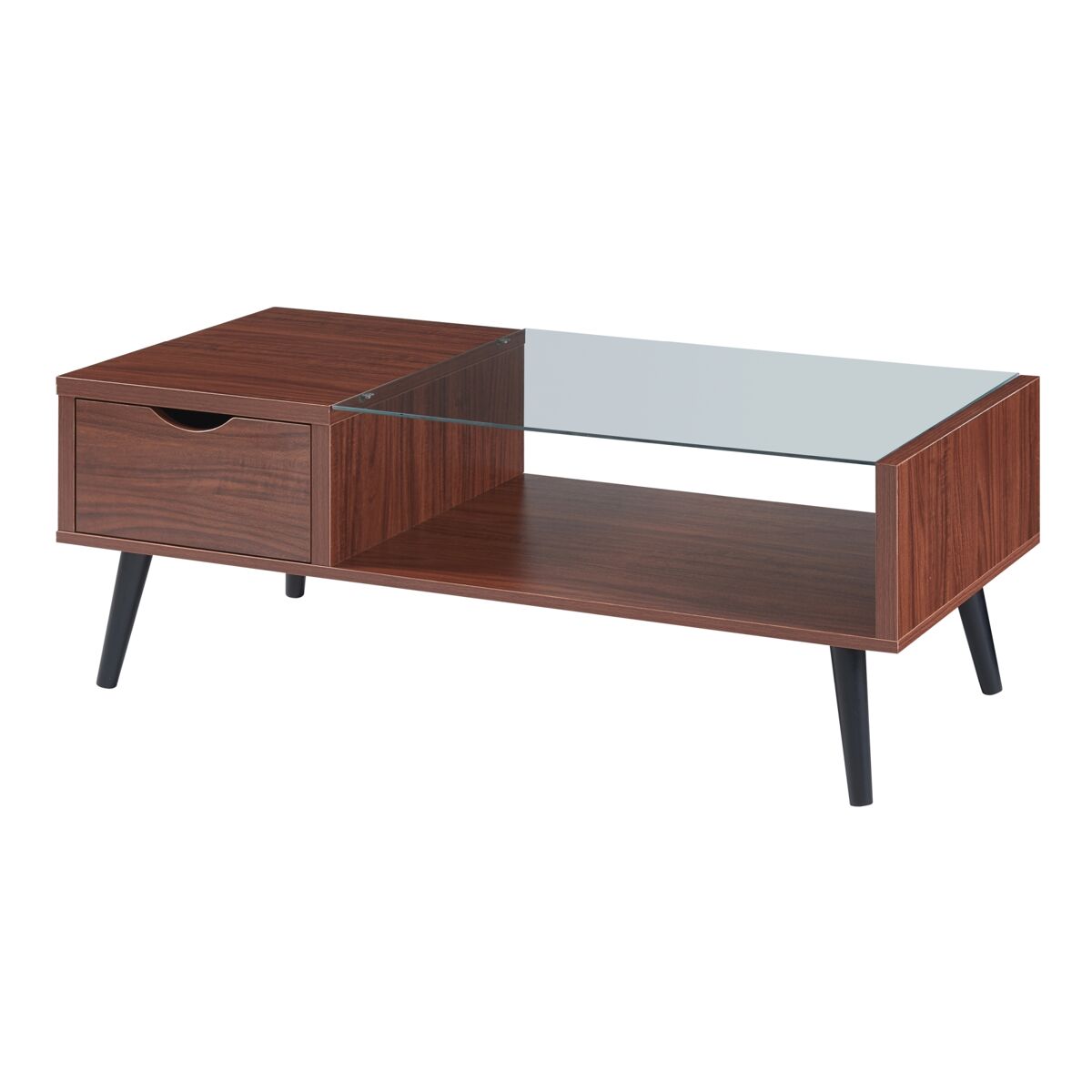 Mesa de centro Markaryd con cajón aglomerado/cristal [en.casa]