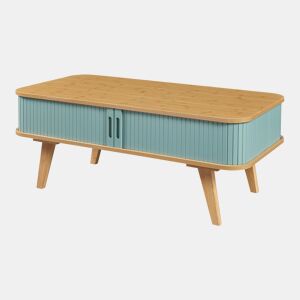 Mesa de centro Tysvær com portas de bambu 100x50x40cm - NaturalAzul en.casa