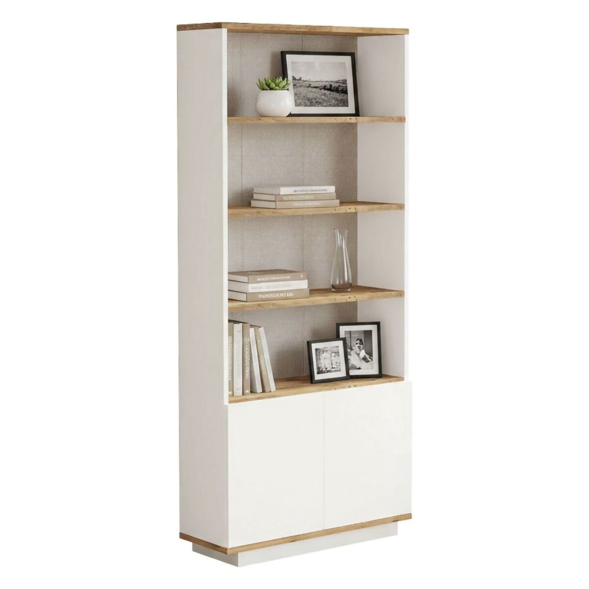 Estante de livros com efeito madeira