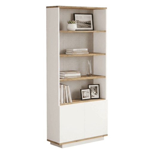 Estante de livros com efeito madeira