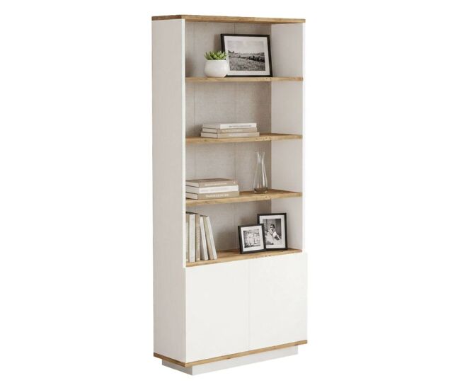 Estante de livros com efeito madeira