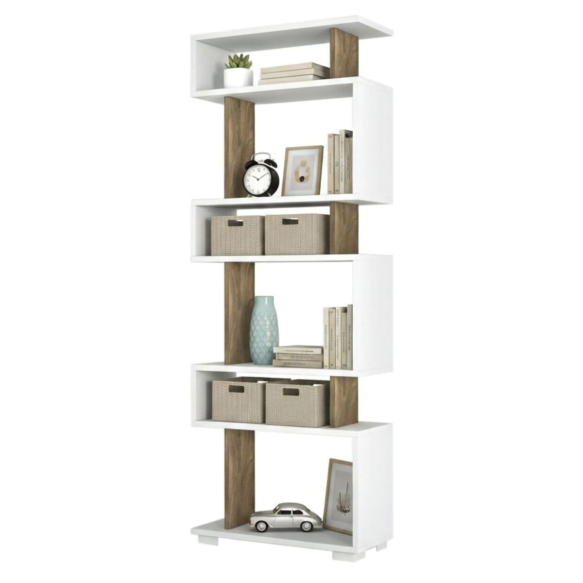 Estante de livros com efeito madeira 60 Blanco/ Madera