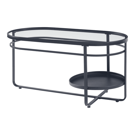 Mesa de centro Kumla oval de metal e vidro 90x43x46cm - Preto en.casa