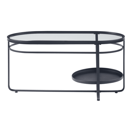 Mesa de centro Kumla oval de metal e vidro 90x43x46cm - Preto en.casa