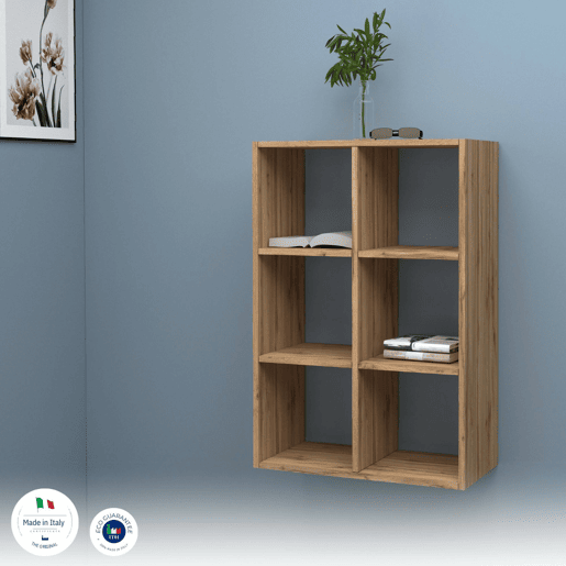 Estante de livros com efeito madeira