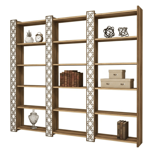 Estante de livros com efeito madeira