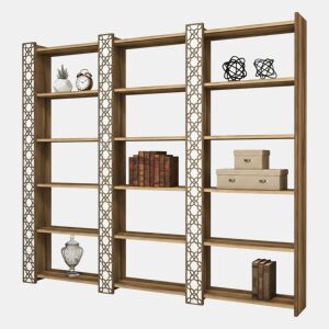Estante de livros com efeito madeira