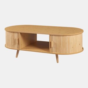 Mesa de centro Nordkapp com prateleiras MDF bambu 120x55x40cm - Natural en.casa