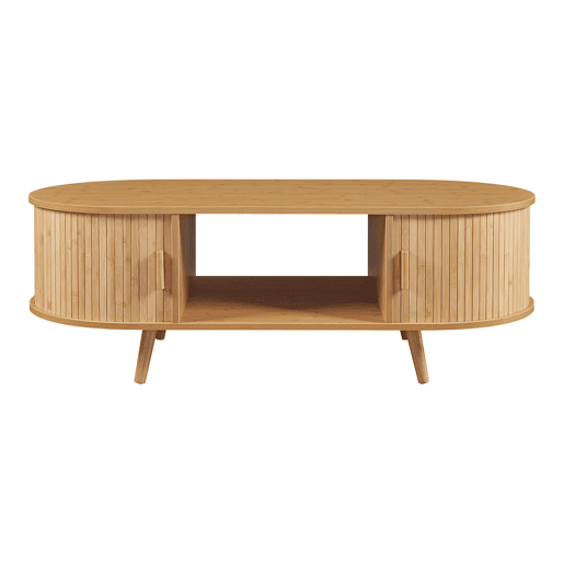 Mesa de centro Nordkapp com prateleiras MDF bambu 120x55x40cm - Natural en.casa