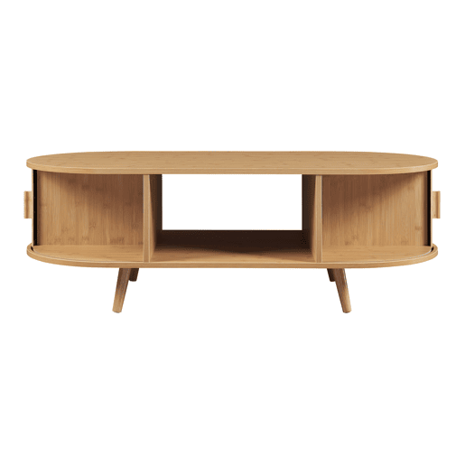 Mesa de centro Nordkapp com prateleiras MDF bambu 120x55x40cm - Natural en.casa