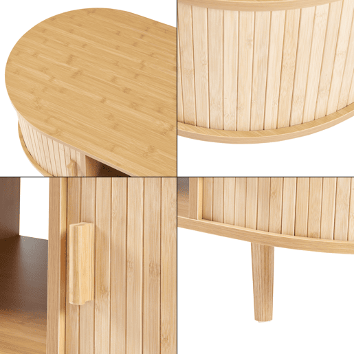 Mesa de centro Nordkapp com prateleiras MDF bambu 120x55x40cm - Natural en.casa