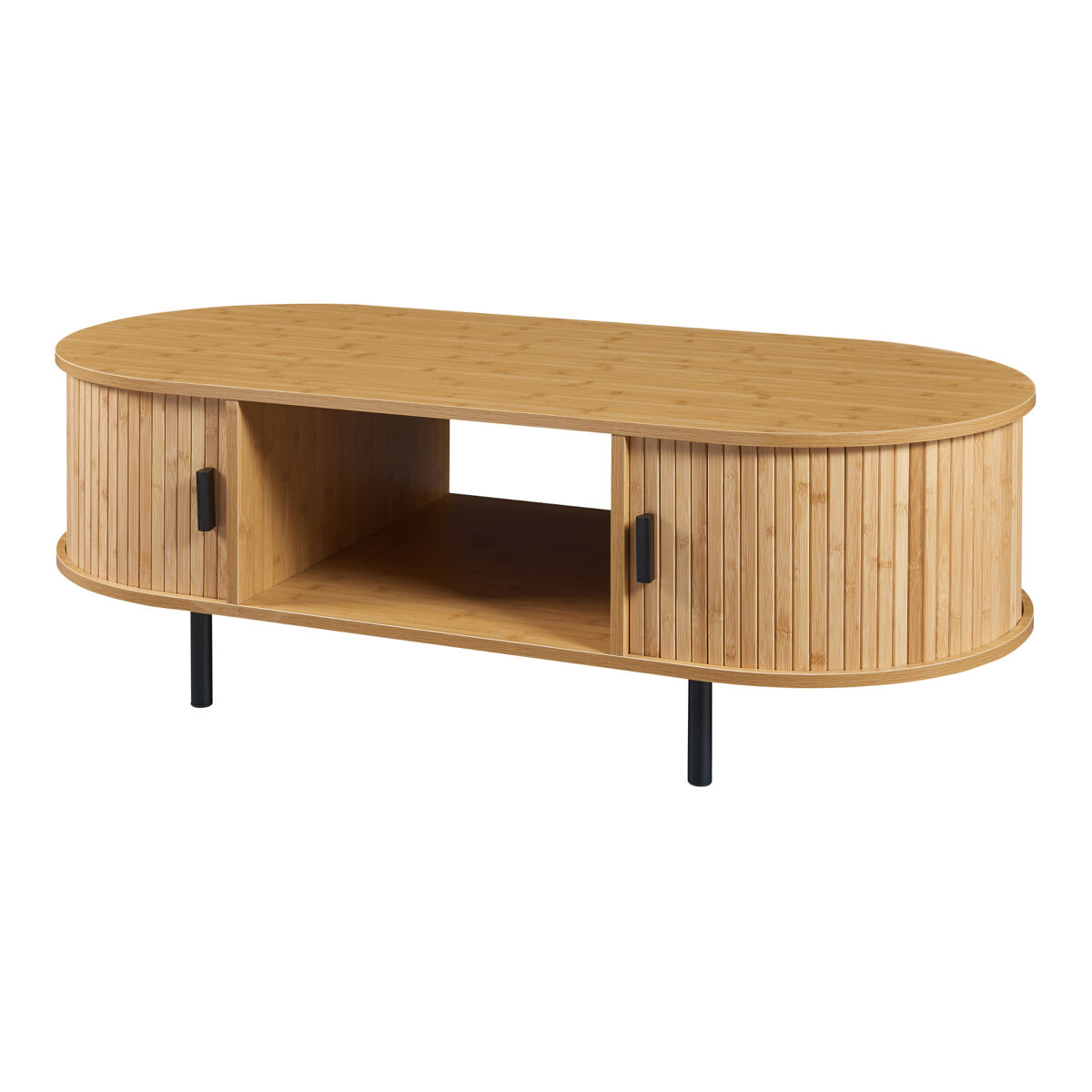 Mesa de centro Tvedestrand con puertas bambú [en.casa]