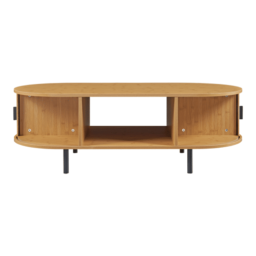 Mesa de centro Tvedestrand com portas de bambu 120x55x40cm - NaturalPreto en.casa