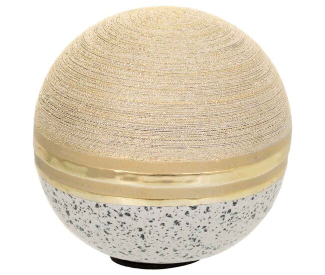 Bola decorativa de cerámica dorada 10,5x10,5x10,5